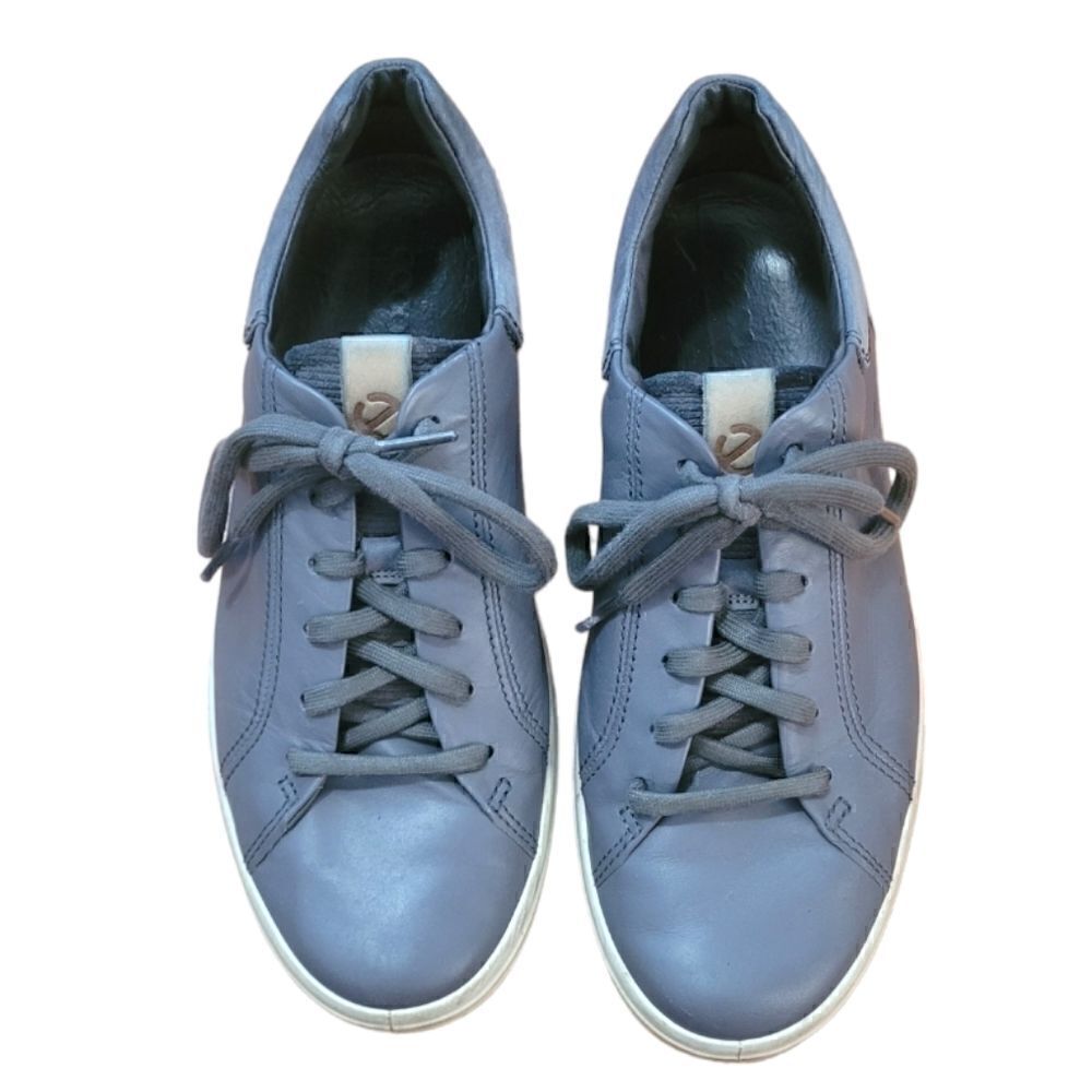 Ecco Grey Leather Lace Up Sneakers